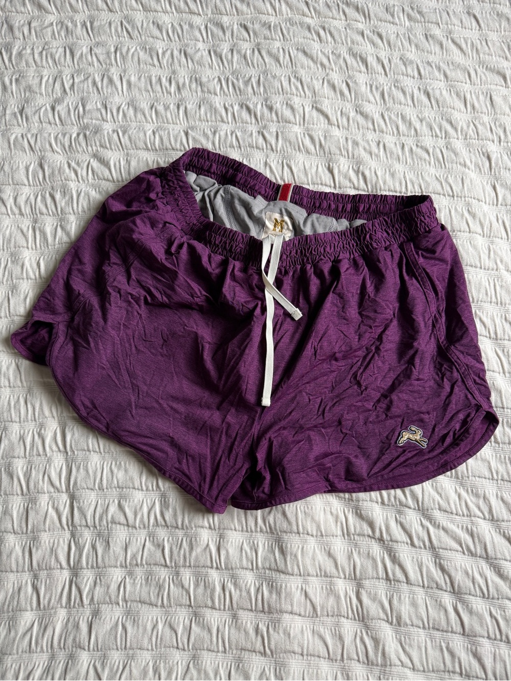 Tracksmith Purple Women's Athletic Running Shorts with White Drawstring